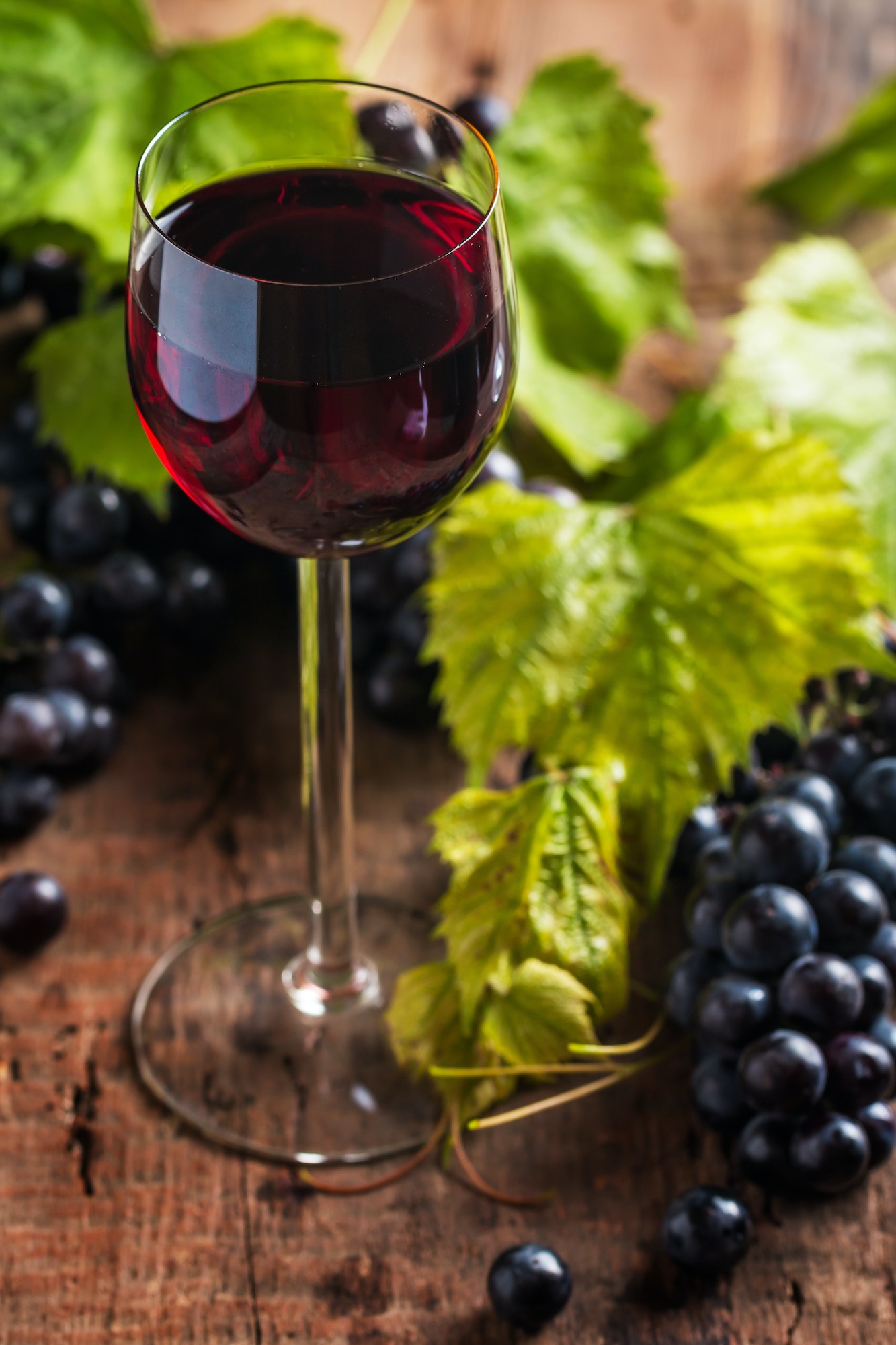 Vin rouge et raisins